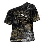 Collingwood Magpies Cross Shoulder Shirt Urban Graffiti Street Art - Bold Abstract Spray Paint