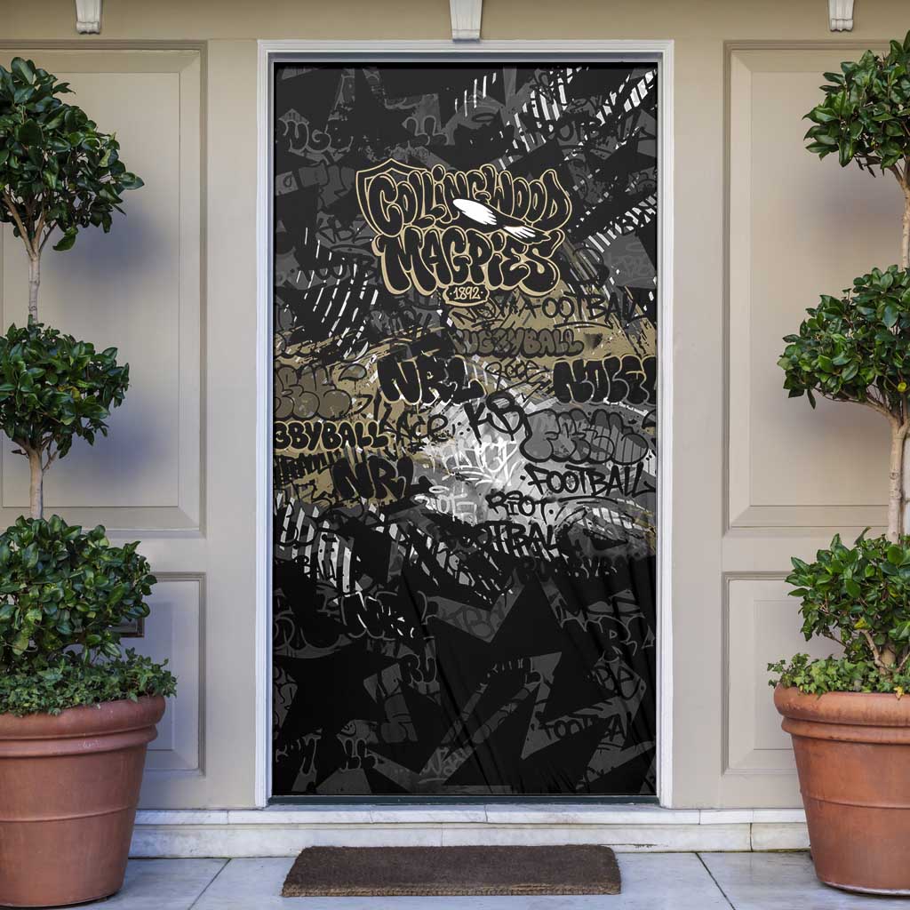 Collingwood Magpies Door Cover Urban Graffiti Street Art - Bold Abstract Spray Paint