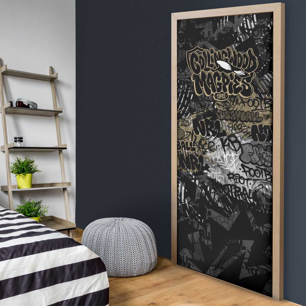 Collingwood Magpies Door Cover Urban Graffiti Street Art - Bold Abstract Spray Paint