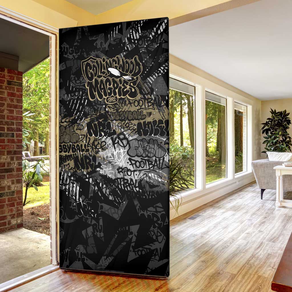 Collingwood Magpies Door Cover Urban Graffiti Street Art - Bold Abstract Spray Paint