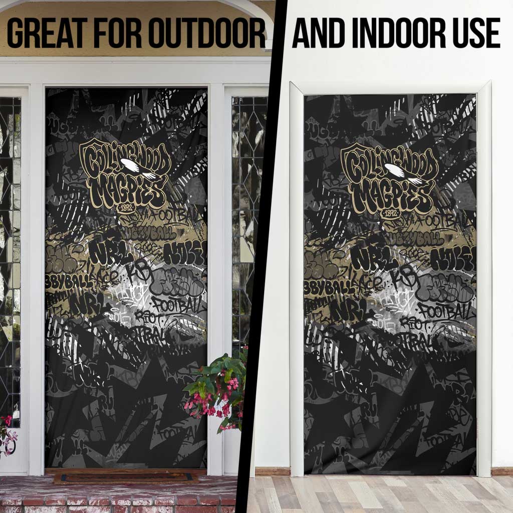 Collingwood Magpies Door Cover Urban Graffiti Street Art - Bold Abstract Spray Paint