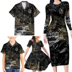 Collingwood Magpies Family Matching Long Sleeve Bodycon Dress and Hawaiian Shirt Urban Graffiti Street Art - Bold Abstract Spray Paint