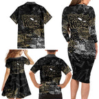 Collingwood Magpies Family Matching Long Sleeve Bodycon Dress and Hawaiian Shirt Urban Graffiti Street Art - Bold Abstract Spray Paint