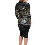 Collingwood Magpies Family Matching Long Sleeve Bodycon Dress and Hawaiian Shirt Urban Graffiti Street Art - Bold Abstract Spray Paint