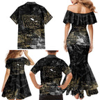 Collingwood Magpies Family Matching Mermaid Dress and Hawaiian Shirt Urban Graffiti Street Art - Bold Abstract Spray Paint
