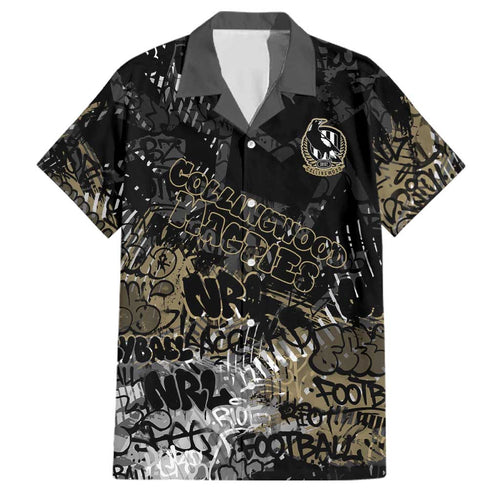 Collingwood Magpies Family Matching Mermaid Dress and Hawaiian Shirt Urban Graffiti Street Art - Bold Abstract Spray Paint