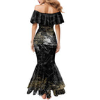 Collingwood Magpies Family Matching Mermaid Dress and Hawaiian Shirt Urban Graffiti Street Art - Bold Abstract Spray Paint