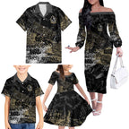 Collingwood Magpies Family Matching Off The Shoulder Long Sleeve Dress and Hawaiian Shirt Urban Graffiti Street Art - Bold Abstract Spray Paint
