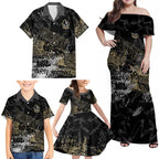Collingwood Magpies Family Matching Off Shoulder Maxi Dress and Hawaiian Shirt Urban Graffiti Street Art - Bold Abstract Spray Paint