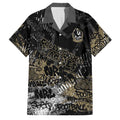 Collingwood Magpies Family Matching Off Shoulder Short Dress and Hawaiian Shirt Urban Graffiti Street Art - Bold Abstract Spray Paint