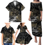 Collingwood Magpies Family Matching Puletasi and Hawaiian Shirt Urban Graffiti Street Art - Bold Abstract Spray Paint