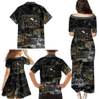 Collingwood Magpies Family Matching Puletasi and Hawaiian Shirt Urban Graffiti Street Art - Bold Abstract Spray Paint