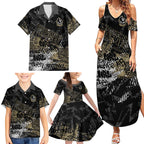 Collingwood Magpies Family Matching Summer Maxi Dress and Hawaiian Shirt Urban Graffiti Street Art - Bold Abstract Spray Paint