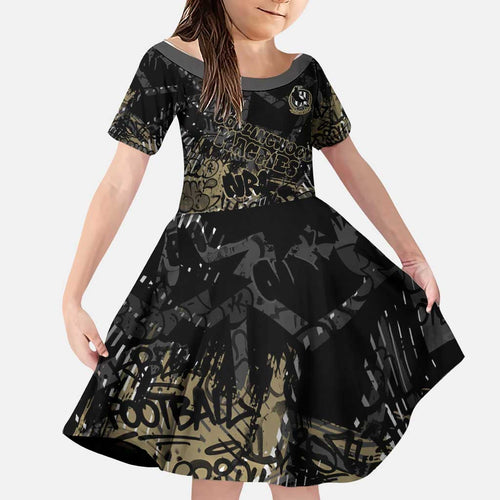 Collingwood Magpies Family Matching Summer Maxi Dress and Hawaiian Shirt Urban Graffiti Street Art - Bold Abstract Spray Paint