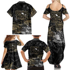 Collingwood Magpies Family Matching Summer Maxi Dress and Hawaiian Shirt Urban Graffiti Street Art - Bold Abstract Spray Paint