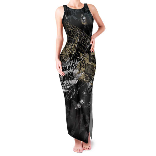 Collingwood Magpies Family Matching Tank Maxi Dress and Hawaiian Shirt Urban Graffiti Street Art - Bold Abstract Spray Paint