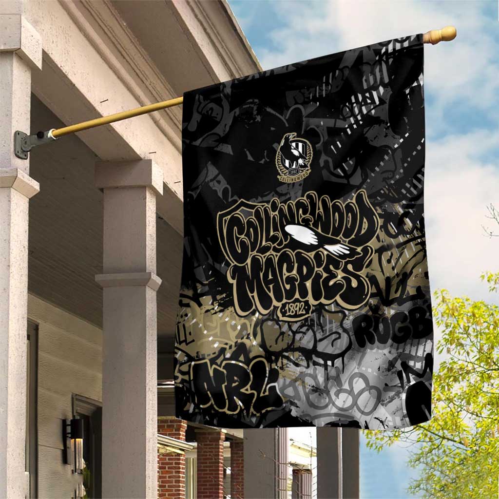 Collingwood Magpies Garden Flag Urban Graffiti Street Art - Bold Abstract Spray Paint