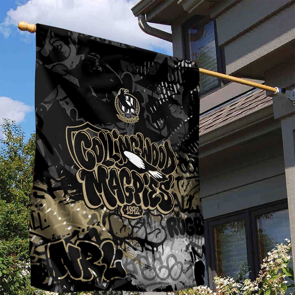 Collingwood Magpies Garden Flag Urban Graffiti Street Art - Bold Abstract Spray Paint