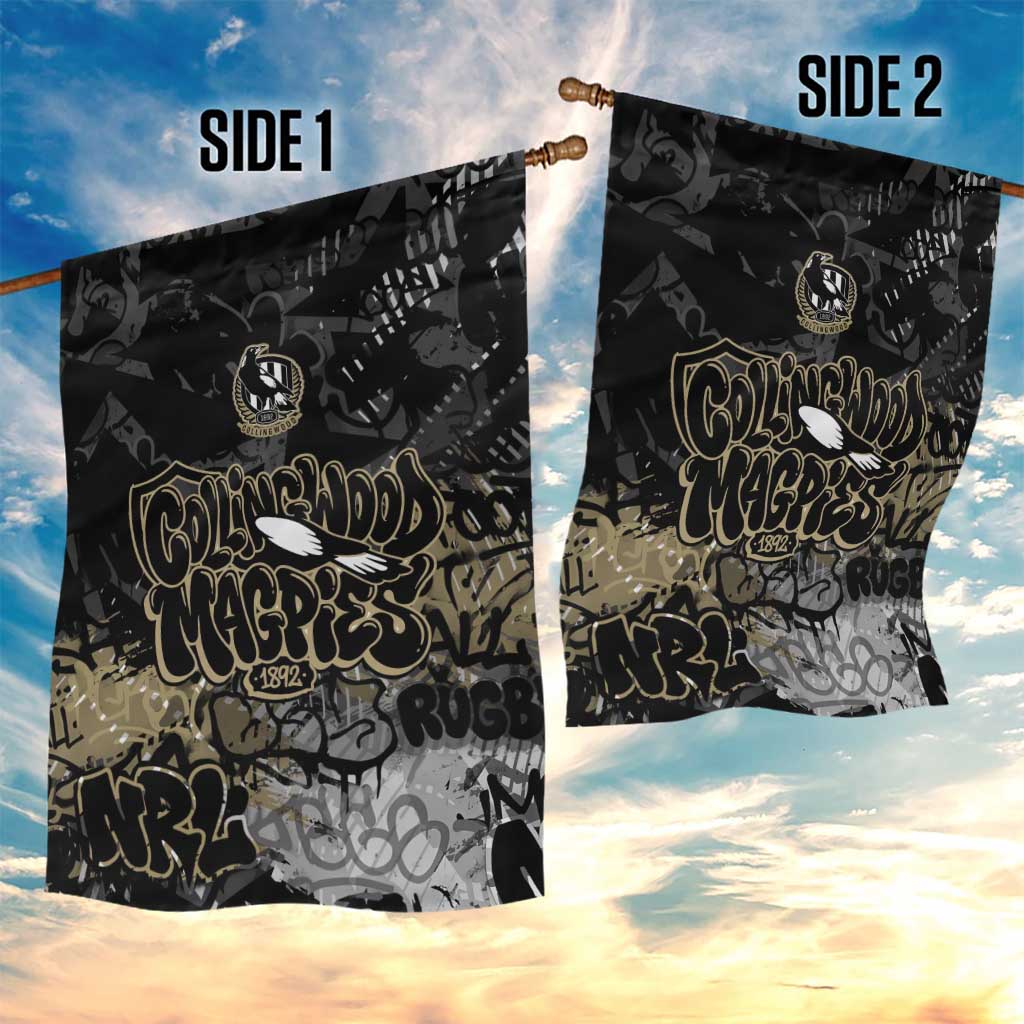 Collingwood Magpies Garden Flag Urban Graffiti Street Art - Bold Abstract Spray Paint
