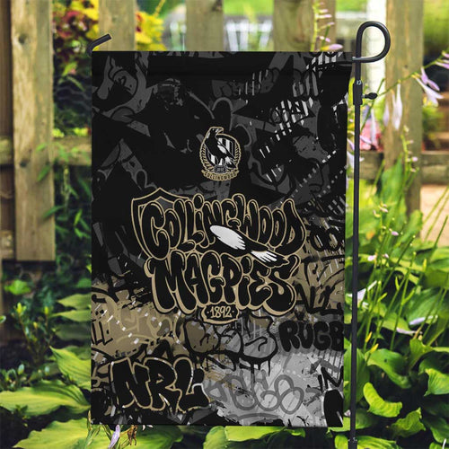 Collingwood Magpies Garden Flag Urban Graffiti Street Art - Bold Abstract Spray Paint