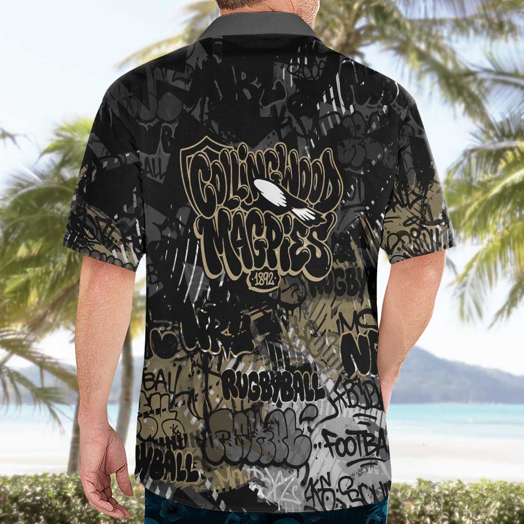 Collingwood Magpies Hawaiian Shirt Urban Graffiti Street Art - Bold Abstract Spray Paint