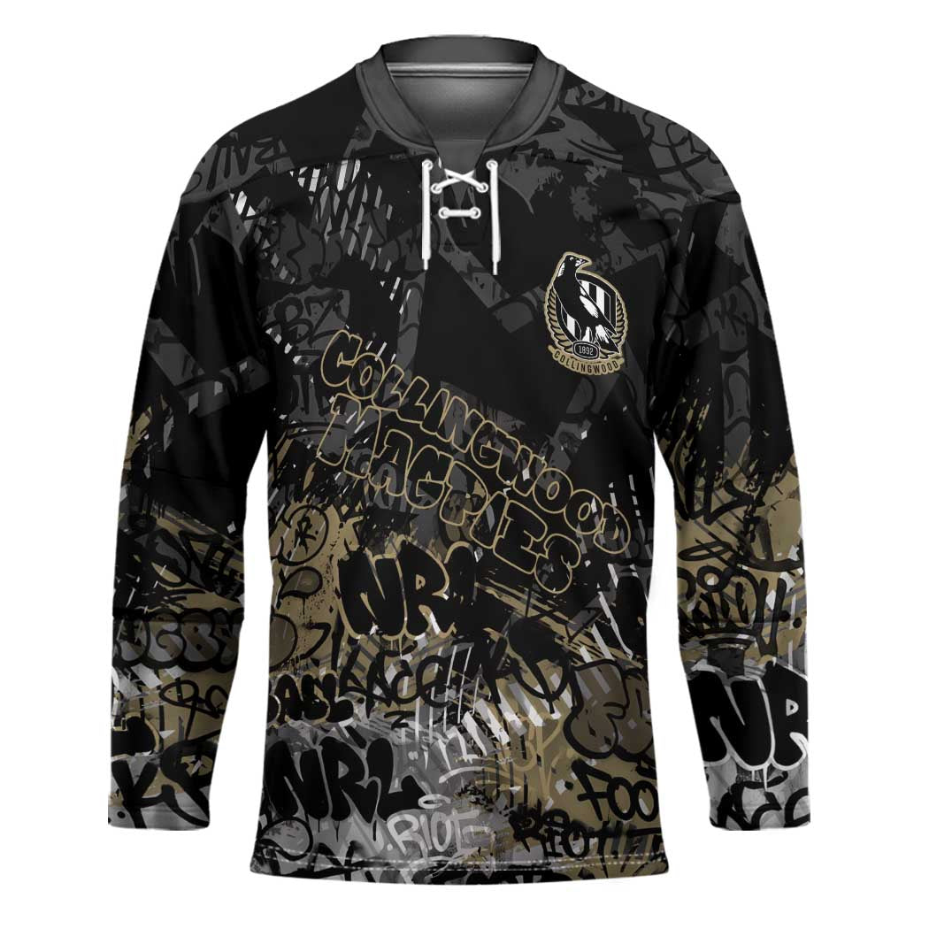 Collingwood Magpies Hockey Jersey Urban Graffiti Street Art - Bold Abstract Spray Paint