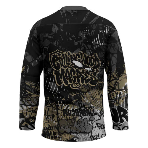Collingwood Magpies Hockey Jersey Urban Graffiti Street Art - Bold Abstract Spray Paint