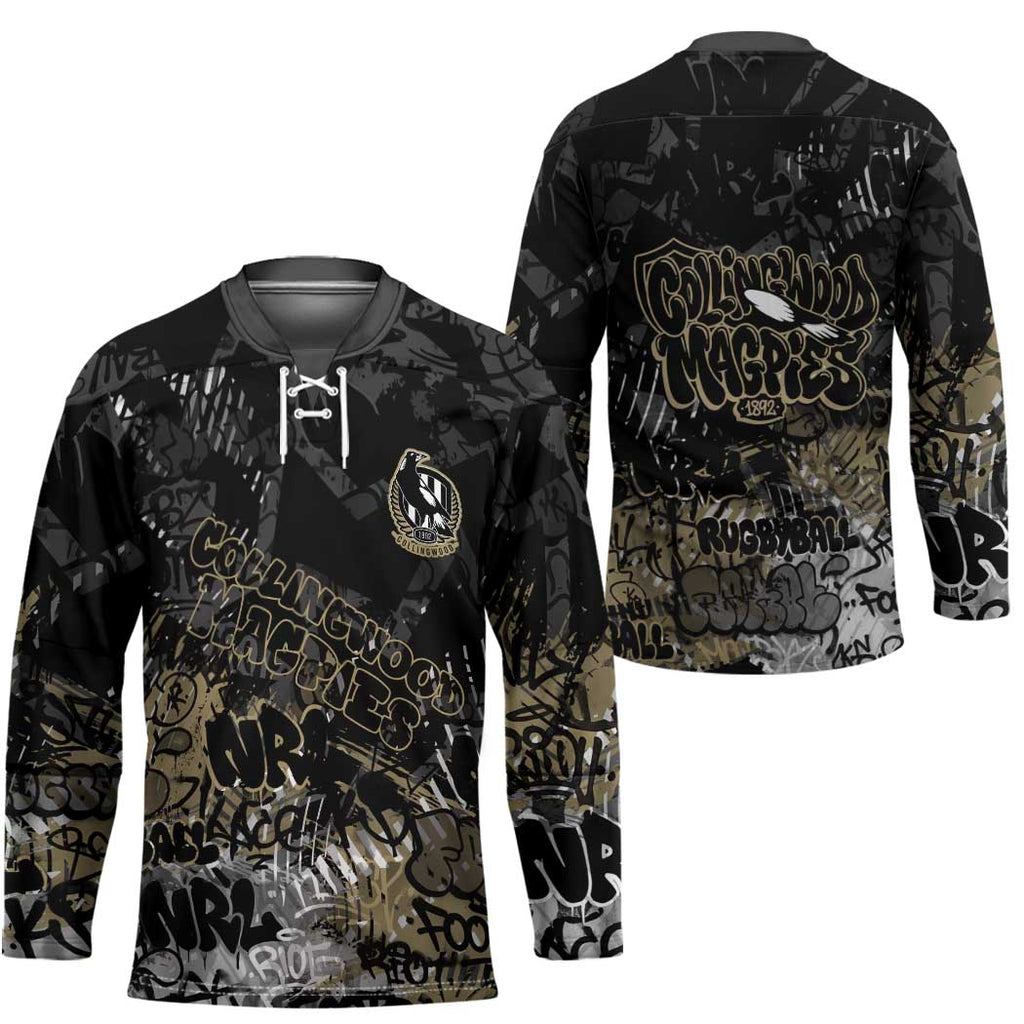 Collingwood Magpies Hockey Jersey Urban Graffiti Street Art - Bold Abstract Spray Paint