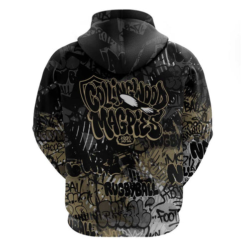 Collingwood Magpies Hoodie Urban Graffiti Street Art - Bold Abstract Spray Paint