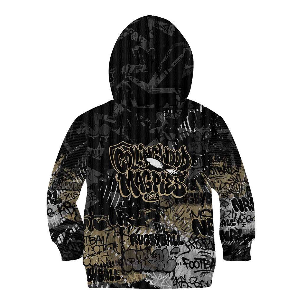 Collingwood Magpies Kid Hoodie Urban Graffiti Street Art - Bold Abstract Spray Paint