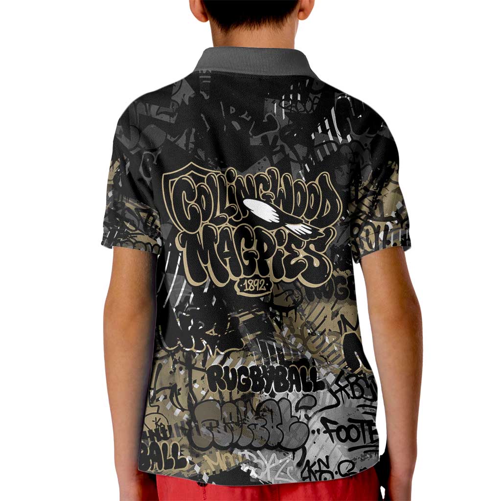 Collingwood Magpies Kid Polo Shirt Urban Graffiti Street Art - Bold Abstract Spray Paint