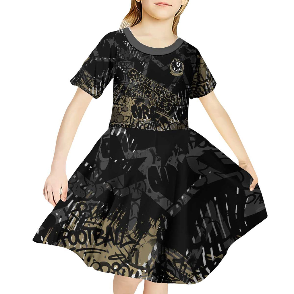 Collingwood Magpies Kid Short Sleeve Dress Urban Graffiti Street Art - Bold Abstract Spray Paint