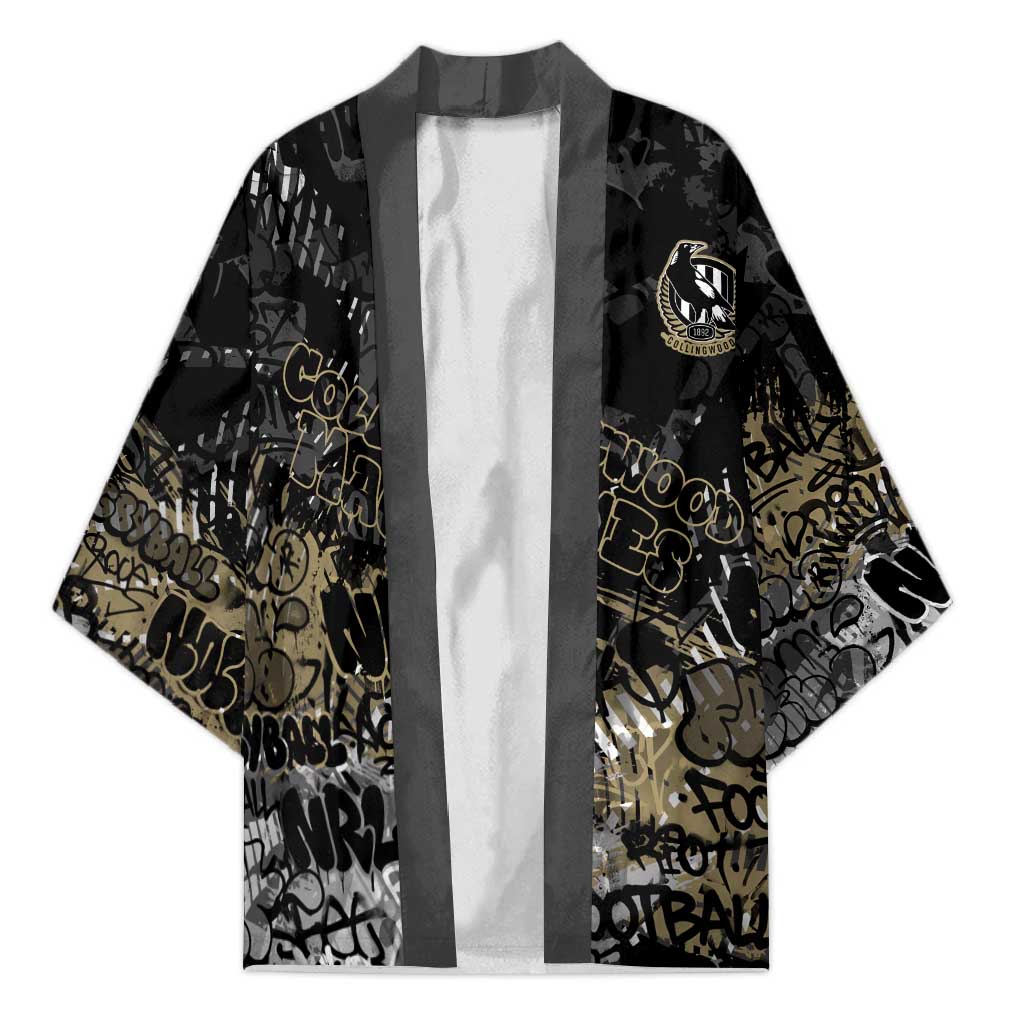 Collingwood Magpies Kimono Urban Graffiti Street Art - Bold Abstract Spray Paint
