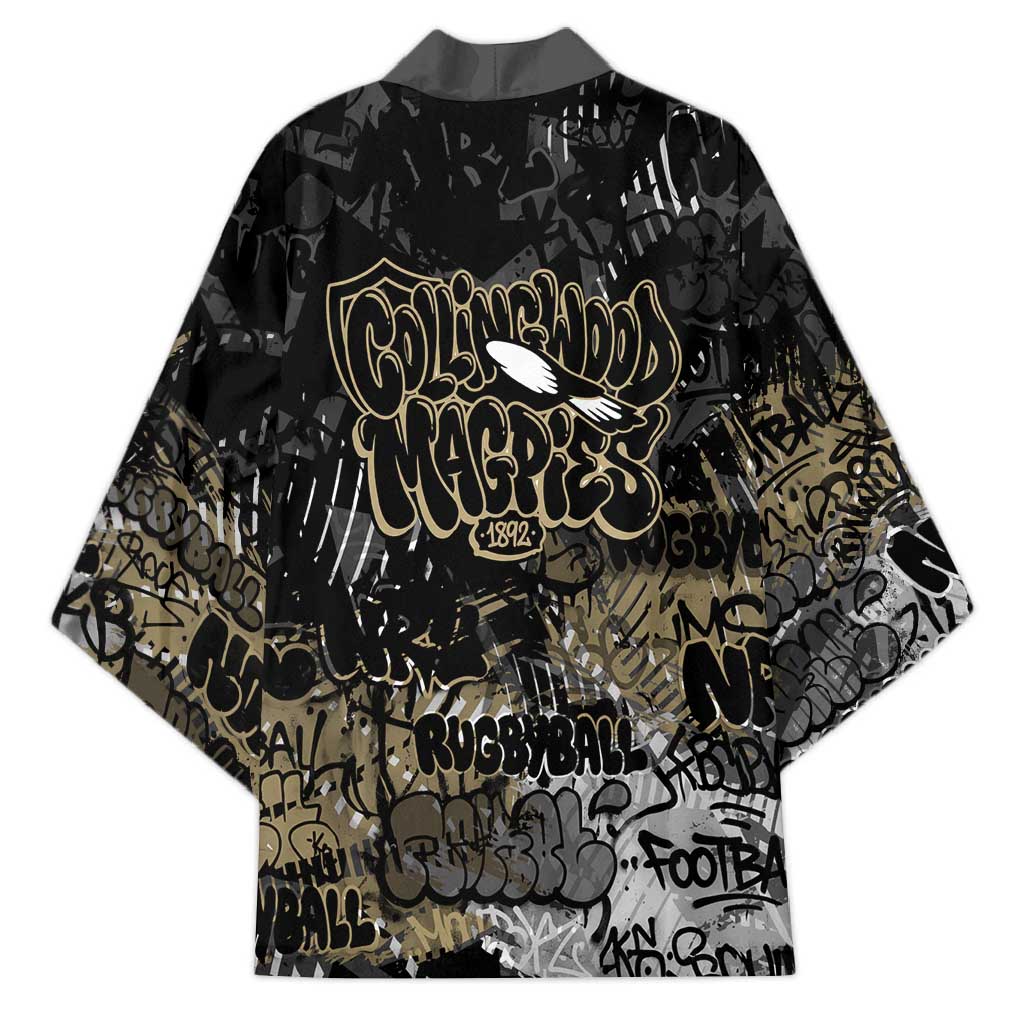 Collingwood Magpies Kimono Urban Graffiti Street Art - Bold Abstract Spray Paint