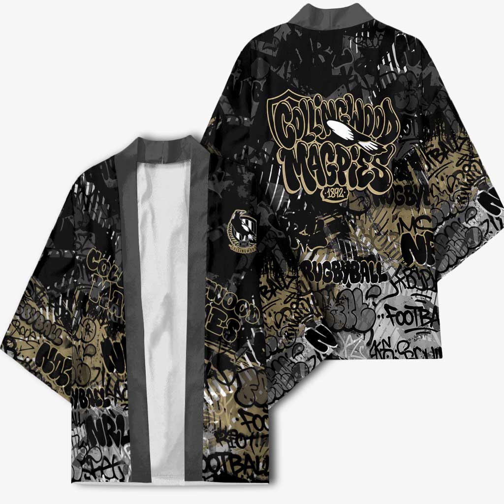 Collingwood Magpies Kimono Urban Graffiti Street Art - Bold Abstract Spray Paint