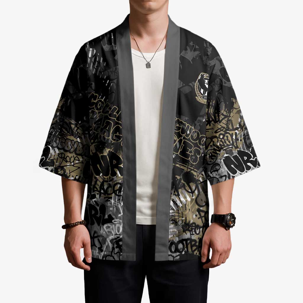 Collingwood Magpies Kimono Urban Graffiti Street Art - Bold Abstract Spray Paint