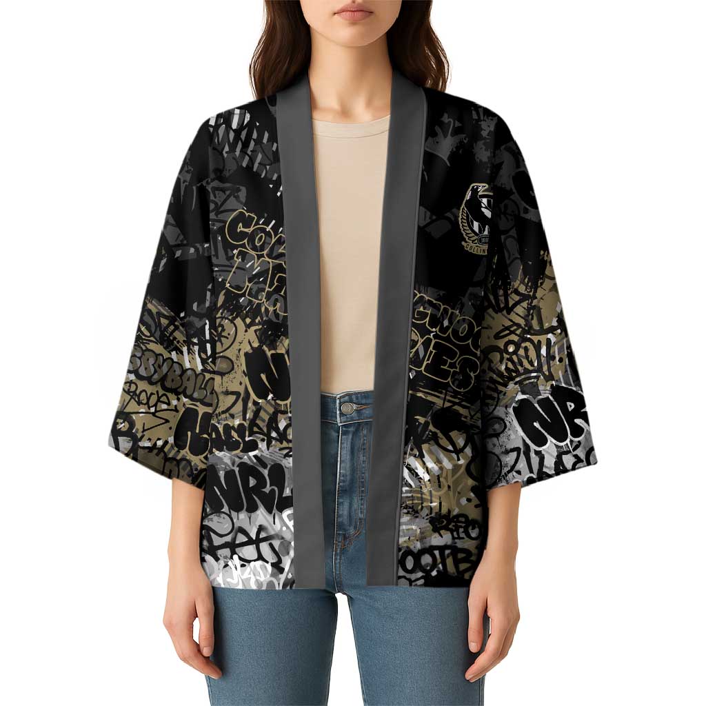 Collingwood Magpies Kimono Urban Graffiti Street Art - Bold Abstract Spray Paint