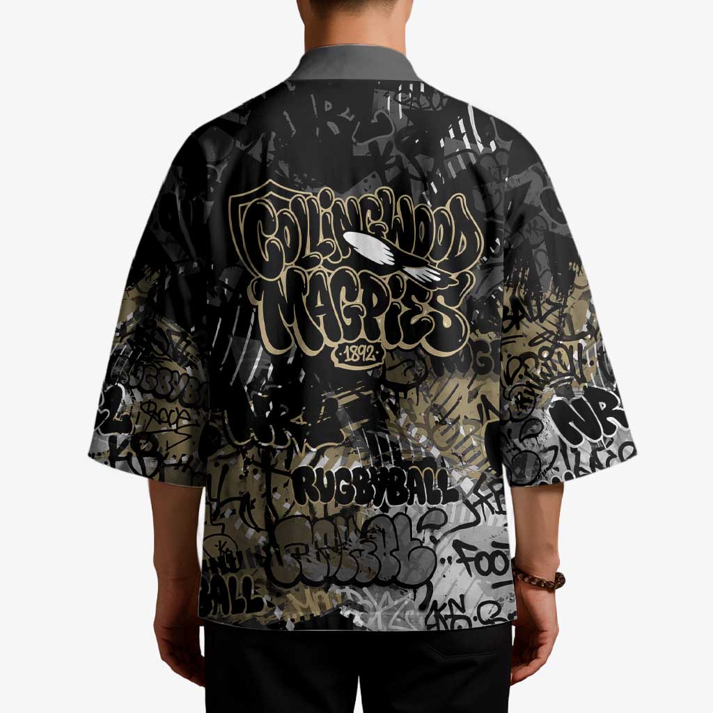 Collingwood Magpies Kimono Urban Graffiti Street Art - Bold Abstract Spray Paint