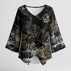 Collingwood Magpies Kimono Sleeve Blouse Urban Graffiti Street Art - Bold Abstract Spray Paint