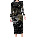 Collingwood Magpies Long Sleeve Bodycon Dress Urban Graffiti Street Art - Bold Abstract Spray Paint