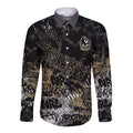 Collingwood Magpies Long Sleeve Button Shirt Urban Graffiti Street Art - Bold Abstract Spray Paint