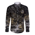 Collingwood Magpies Long Sleeve Button Shirt Urban Graffiti Street Art - Bold Abstract Spray Paint
