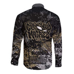 Collingwood Magpies Long Sleeve Button Shirt Urban Graffiti Street Art - Bold Abstract Spray Paint