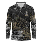 Collingwood Magpies Long Sleeve Polo Shirt Urban Graffiti Street Art - Bold Abstract Spray Paint