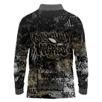 Collingwood Magpies Long Sleeve Polo Shirt Urban Graffiti Street Art - Bold Abstract Spray Paint