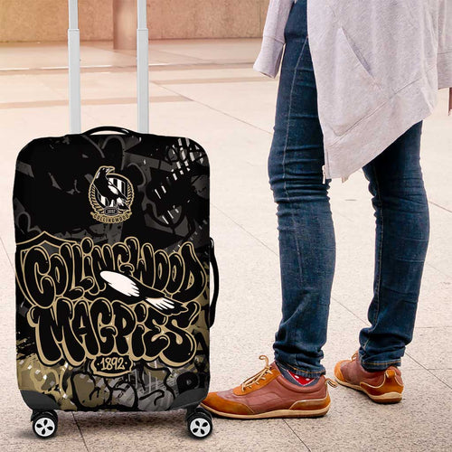 Collingwood Magpies Luggage Cover Urban Graffiti Street Art - Bold Abstract Spray Paint