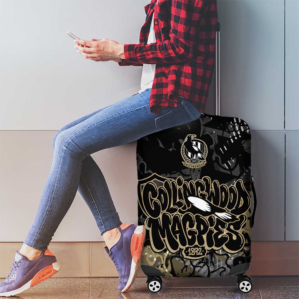 Collingwood Magpies Luggage Cover Urban Graffiti Street Art - Bold Abstract Spray Paint