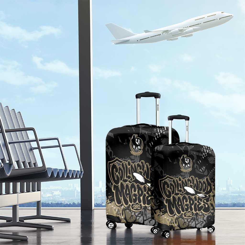 Collingwood Magpies Luggage Cover Urban Graffiti Street Art - Bold Abstract Spray Paint