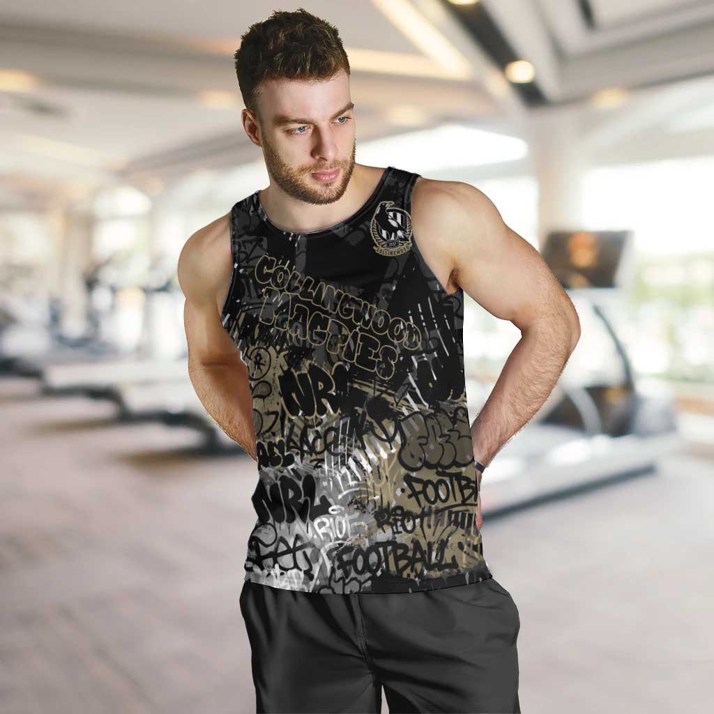 Collingwood Magpies Men Tank Top Urban Graffiti Street Art - Bold Abstract Spray Paint