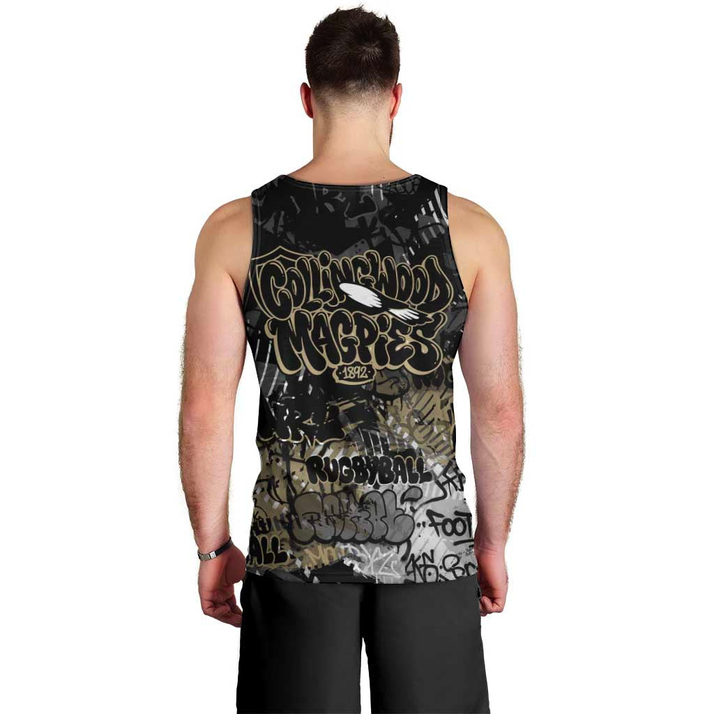 Collingwood Magpies Men Tank Top Urban Graffiti Street Art - Bold Abstract Spray Paint